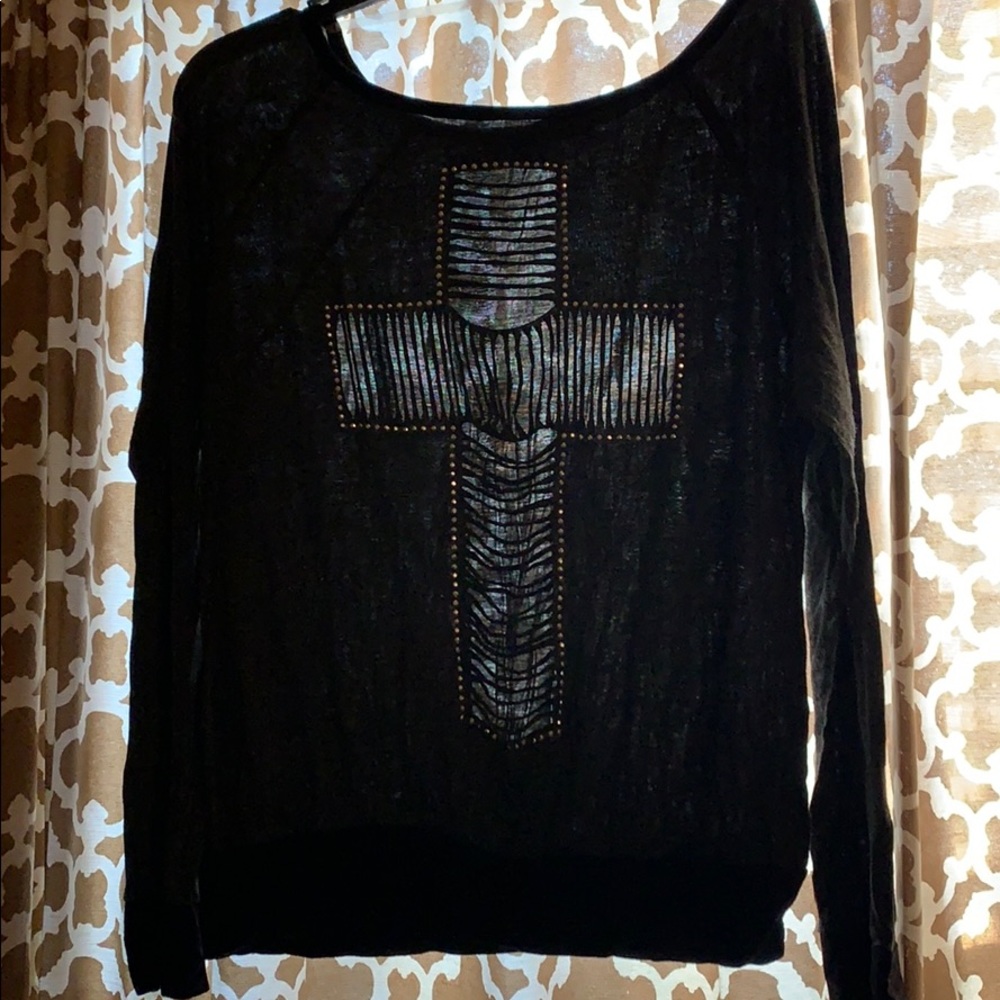 Vintage Off the shoulder, cross shirt